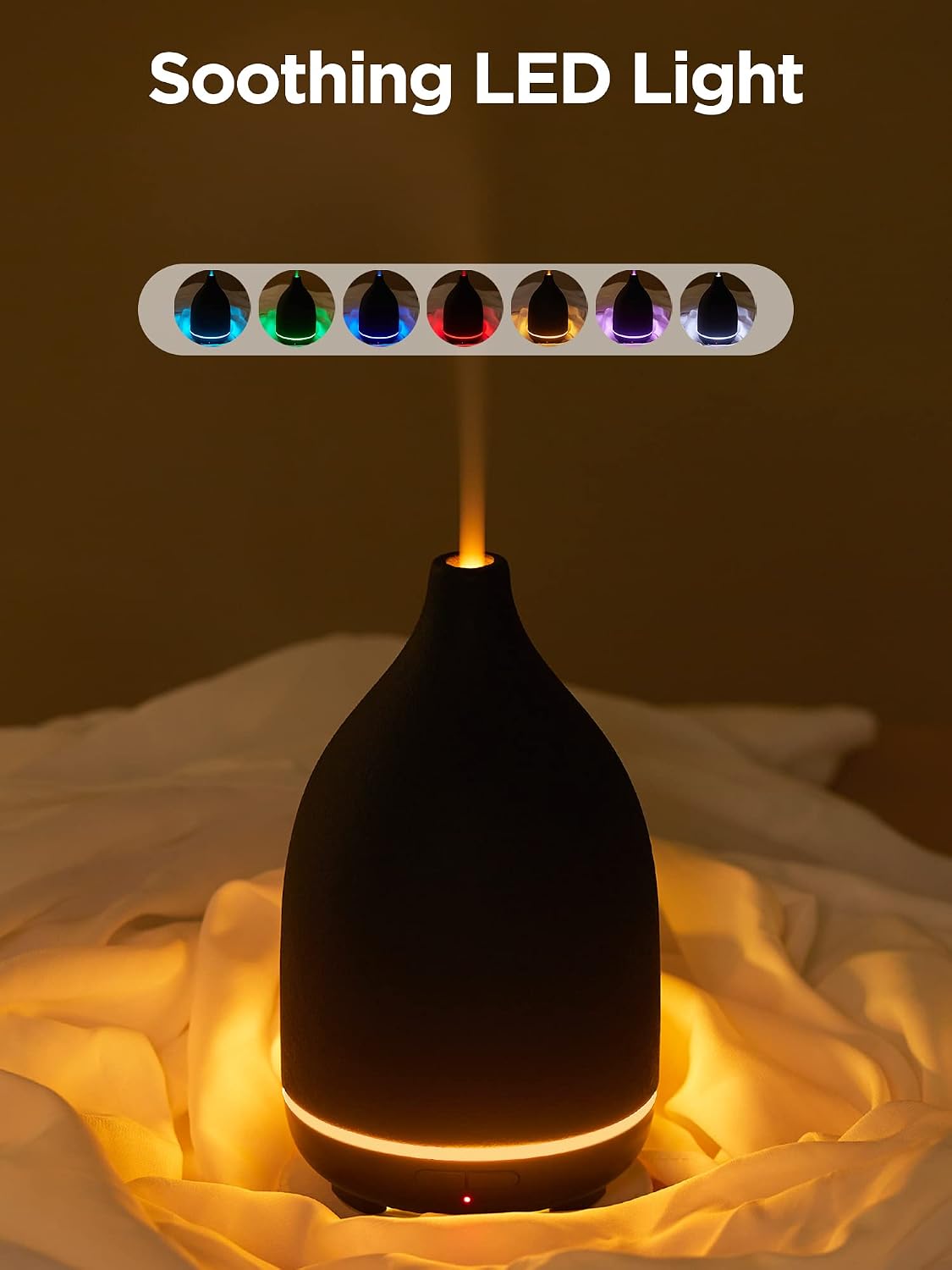 InnoGear Oil Diffuser, 300ML Ceramic Diffuser for Essential Oils Handcrafted Aromatherapy Diffuser Ultrasonic Cool Mist Humidifier with 4 Timers Waterless Auto Off for Room Office, White