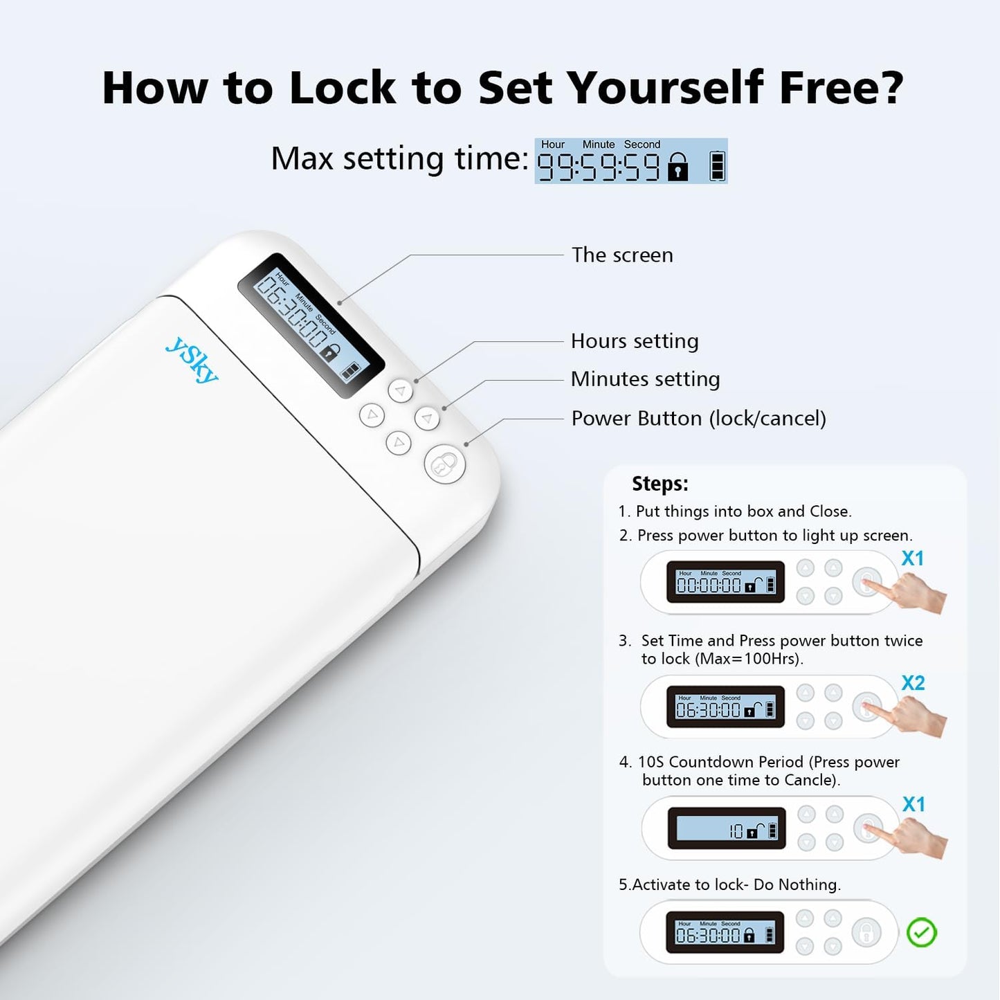 ySky Timed Lock Box, Portable Phone Locker with Self-Control Timer for iPhone, Android, Helping Kids, Students, Adults Focus Back, Mobile Phone Addiction Control (Green)