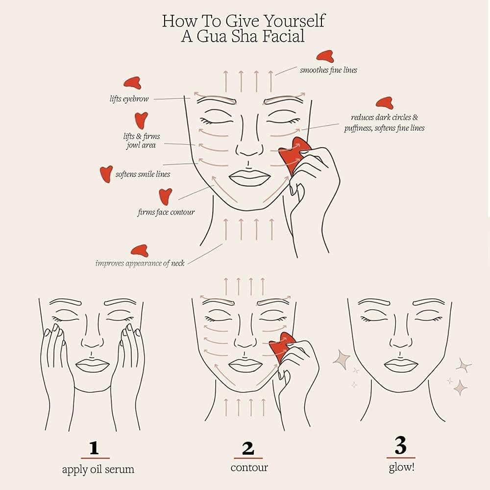 Gua Sha, Jade Stone Gua Sha Massage Tool, Guasha Tool for Face and Body Skin Massage. Gua Sha Set for Toxins Prevents Wrinkles for SPA Acupuncture, Therapy Trigger Point Treatment.