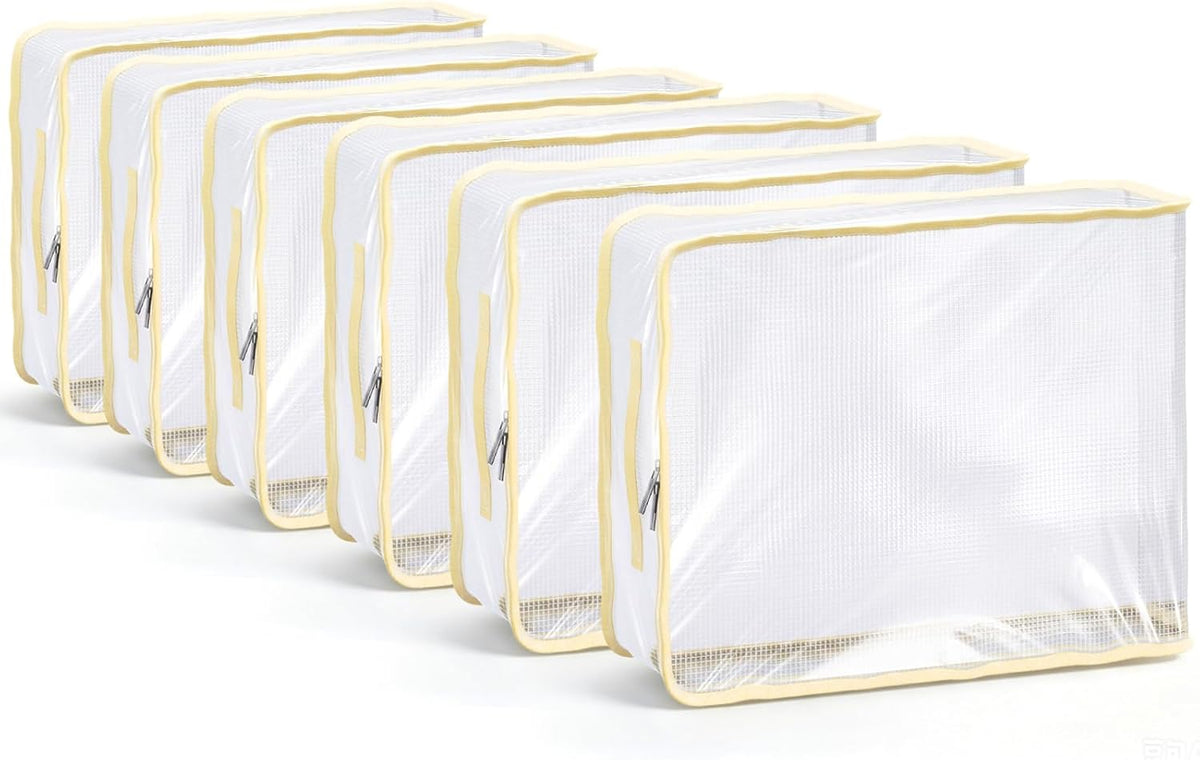 Clear Bed Sheet Organizer Bags for Linen Closet 6 Pack