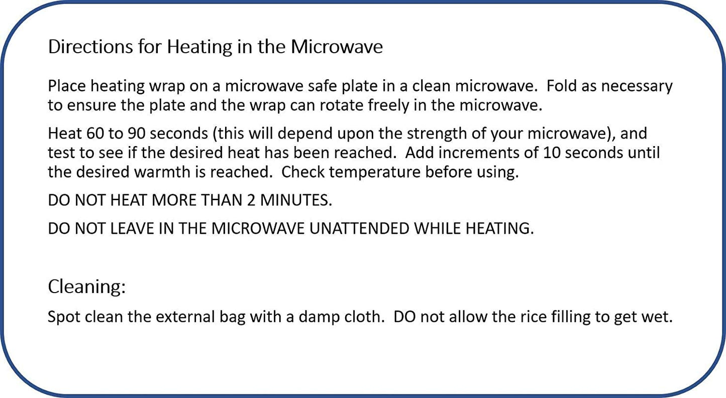 Microwavable Heating Pad, Rice Filled, Plush Cotton Cover, Natural, No Scents Added, Handcrafted in the USA, Back, Neck Pain, Arthritis, Cramps (Navy Blue)