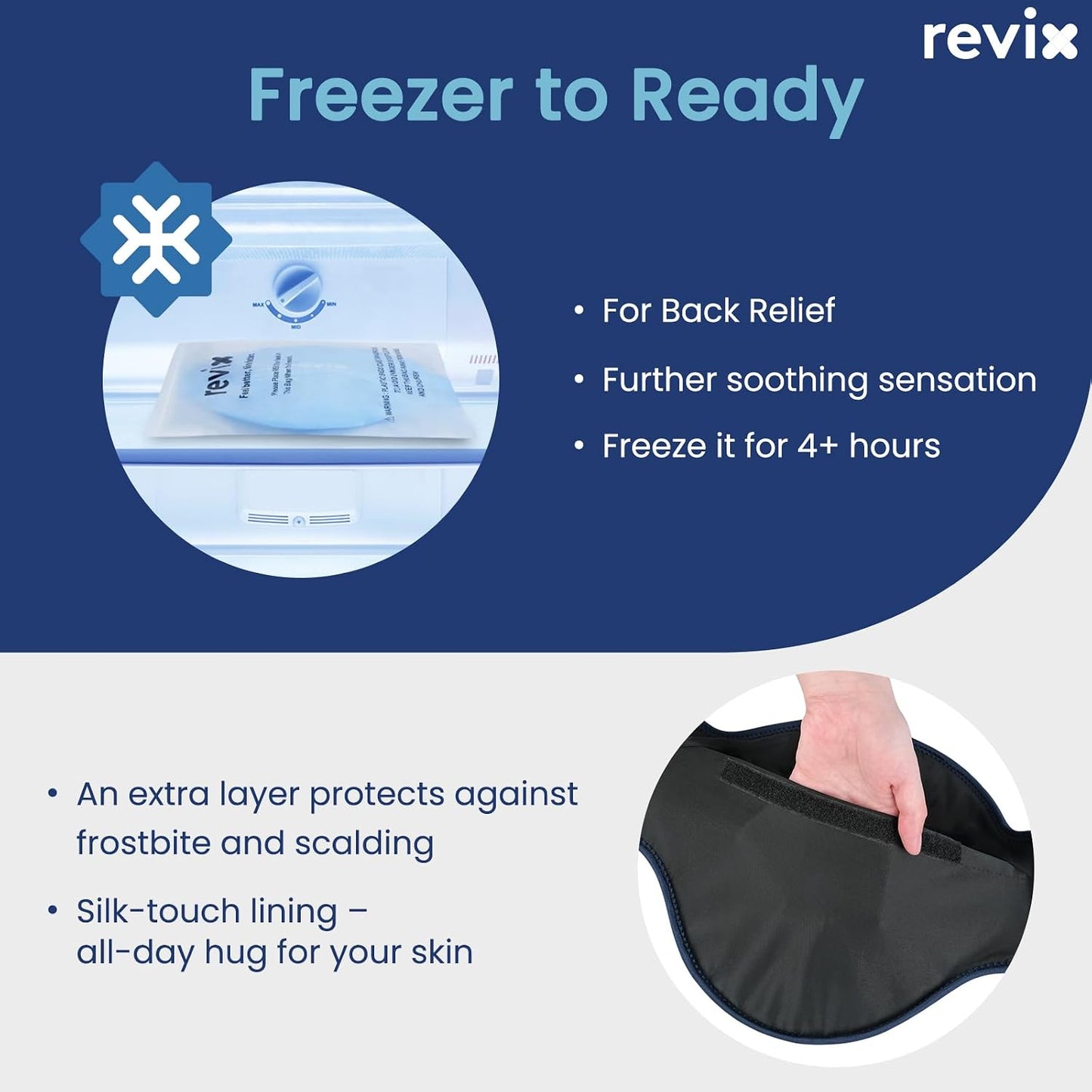 REVIX Extra Large Ice Pack for Back, 2 Packs, Reusable Gel Ice Pack Wrap for Lower Back, 13.4” x 11”, Cold Compress Therapy for Waist, Lumbar Discomfort Relief, Muscle Relaxation, Blue