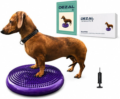 DEZAL Dog Balance Disc Cushion 14" - With 2 Exercises and Pump - Dog rehab Exercise Strength Endurance Conditioning Fitness Flexibility Rehabilitation Physical Training Tool for Senior Dogs