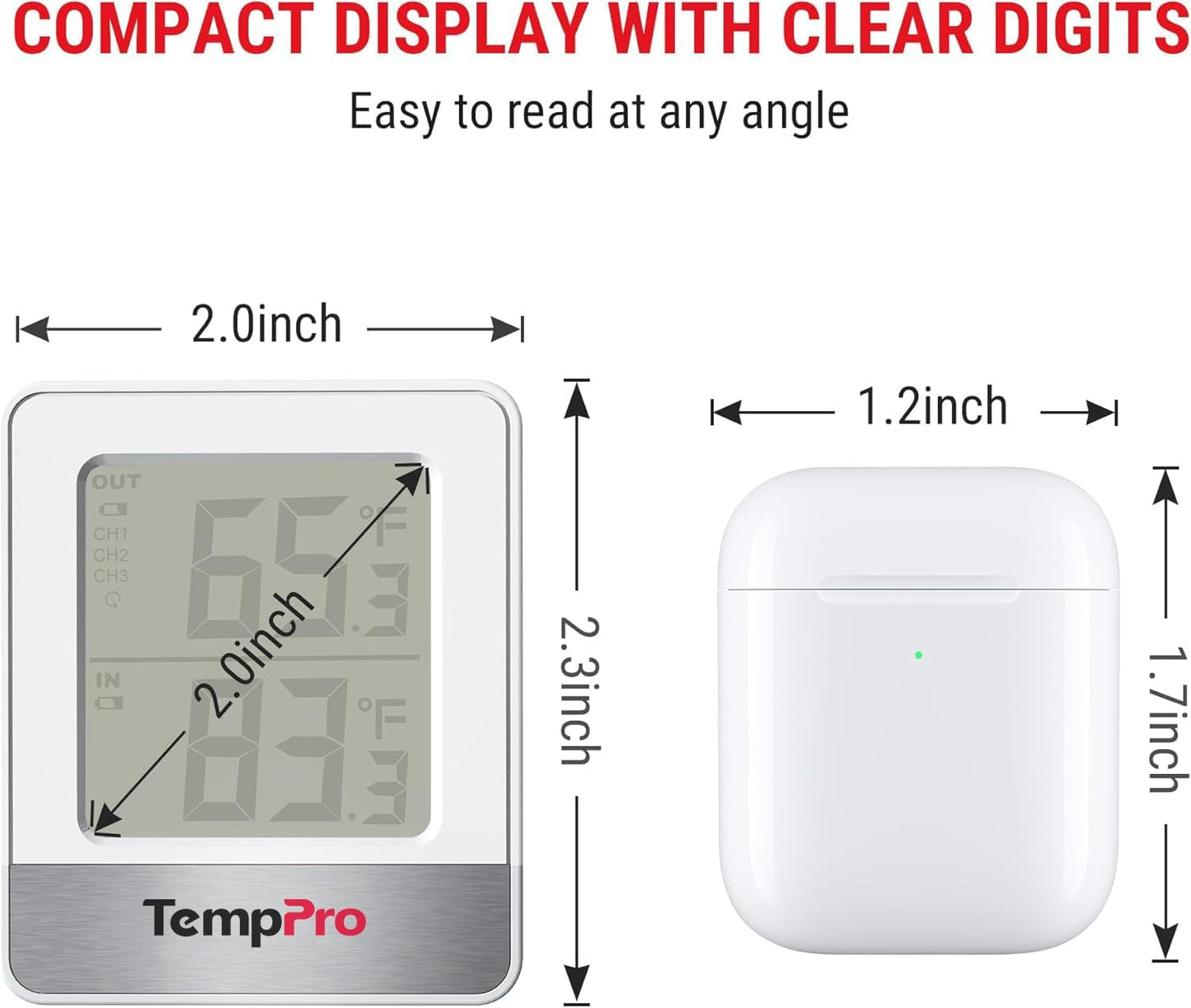 TempPro TP49 3 Pieces Digital Hygrometer Indoor Thermometer Humidity Meter Mini Hygrometer with Temperature and Humidity Monitor Outdoor and Room Thermometer Weather Station (Previously ThermoPro)
