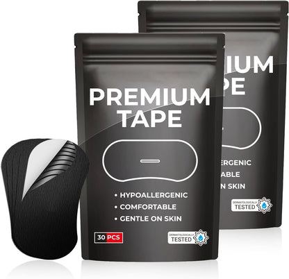 Black Training Tape for Adults 60 Pcs - Nasal Strips Athletic Tape Wrap for Athletes Breathings - Promotes Nasal Breathing