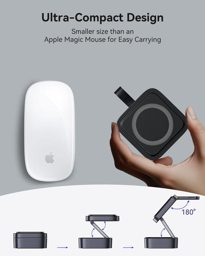 3 in 1 Wireless Charging Station for Apple Devices, Magnetic Foldable Travel Fast Charger Stand Compatible with MagSafe for iPhone 18/Air/17/16/15/14/13/12 Series, Apple Watch & AirPods Pro/4/3/2