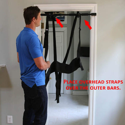 Sit and Decompress Back Stretcher with Pull Up Bar 3 Minutes A Day Lumbar Traction Spinal Decompression - (Large Harness)