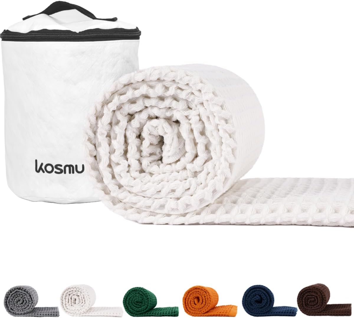 Luxury Organic Japanese Cotton Hair Drying Waffle Towel Wrap for Women | Absorbent, Quick-Dry Head Turban for Shower, Sauna, Spa | Extra Large for Long, Curly, Straight Hair With Button (White, 1 Pc)