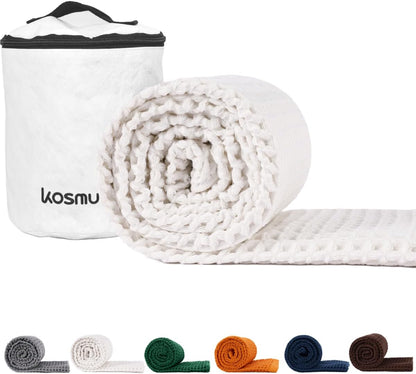 Luxury Organic Japanese Cotton Hair Drying Waffle Towel Wrap for Women | Absorbent, Quick-Dry Head Turban for Shower, Sauna, Spa | Extra Large for Long, Curly, Straight Hair With Button (White, 1 Pc)