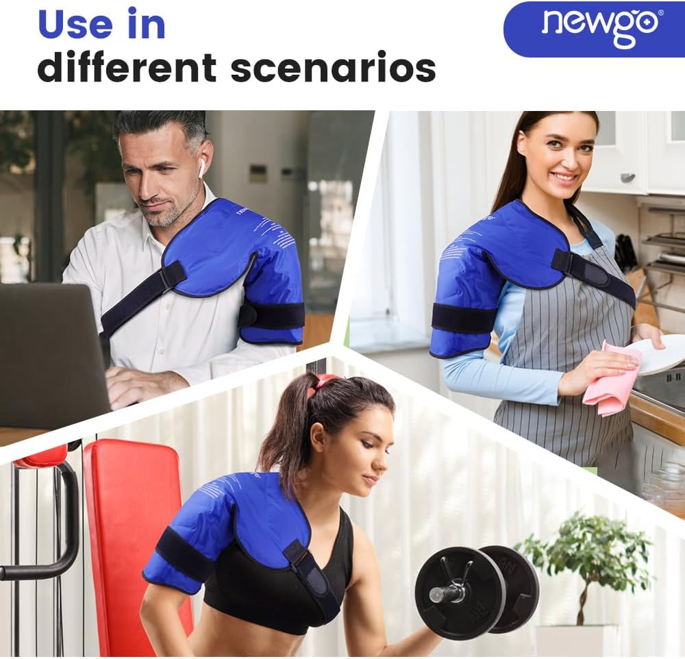 NEWGO Shoulder Ice Pack Rotator Cuff - Reusable Cold Therapy Wrap Shoulder Brace for Pain Relief, Gel Ice Pack for Injuries & Surgery Recovery with Adjustable Strap - Purple