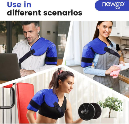 NEWGO Shoulder Ice Pack Rotator Cuff - Reusable Cold Therapy Wrap Shoulder Brace for Pain Relief, Gel Ice Pack for Injuries & Surgery Recovery with Adjustable Strap - Purple