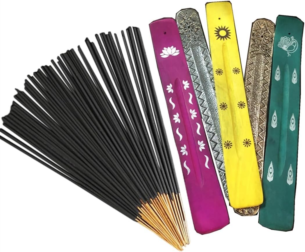 Hosley 320 Assorted Incense Sticks with Holder Eucalyptus, Fresh Bamboo, Lavender, Myrrh, Lavender Chamomile, Vanilla, Citrus, Dragon Blood Idea for Home, Wedding, Spa, Meditation & Aromatherapy