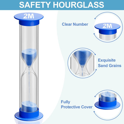 2 Minute Hourglass Sand Timer with Suction Cup,Unbreakable Sucker Sand Clock Timer 2 min,Plastic Mini Sand Watch,Rotatable Reloj De Arena for Kids Toothbrush(Blue)