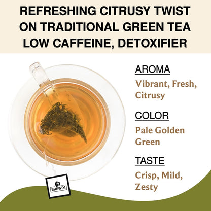BREWIX, Earl Grey Green Tea (25 Whole Leaf Pyramid Tea Bags) | Bergamot Green Tea, Bright and Citrusy | Caffeinated, Sugar Free Tea Loose Leaf Earl Grey Green Tea With Pure Bergamot | High Elevation Grown | Hot or Iced