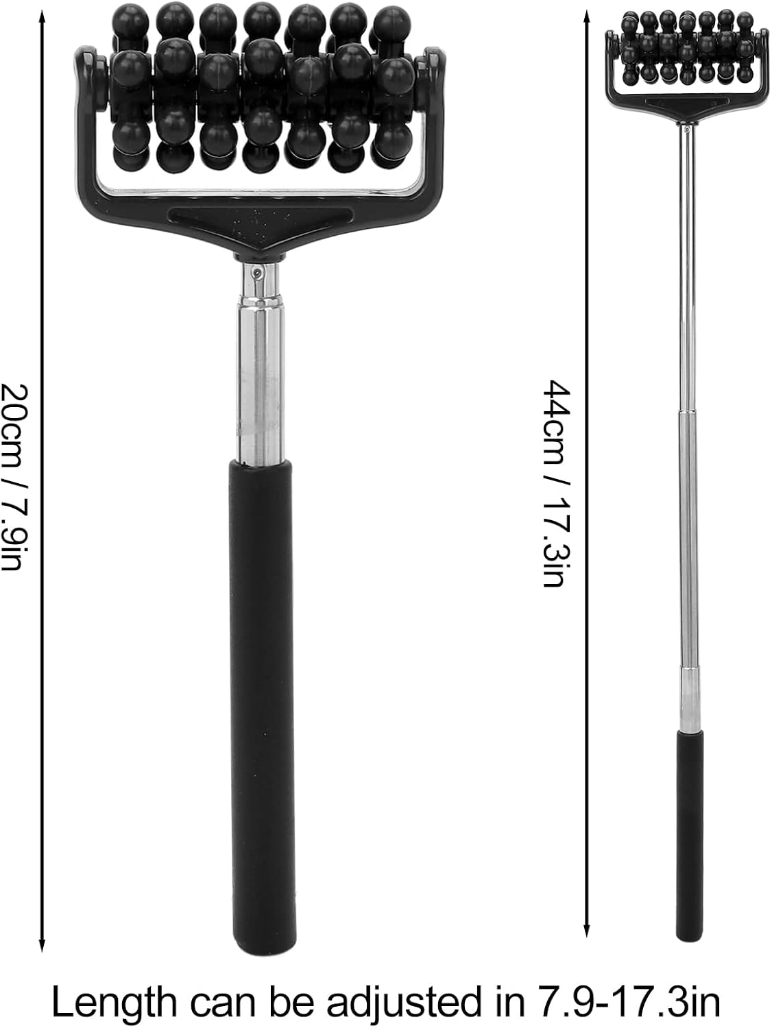 Ymiko Massage Stick for Men and Women – Telescopic Granular Body Roller for Neck, Back, Legs – Black