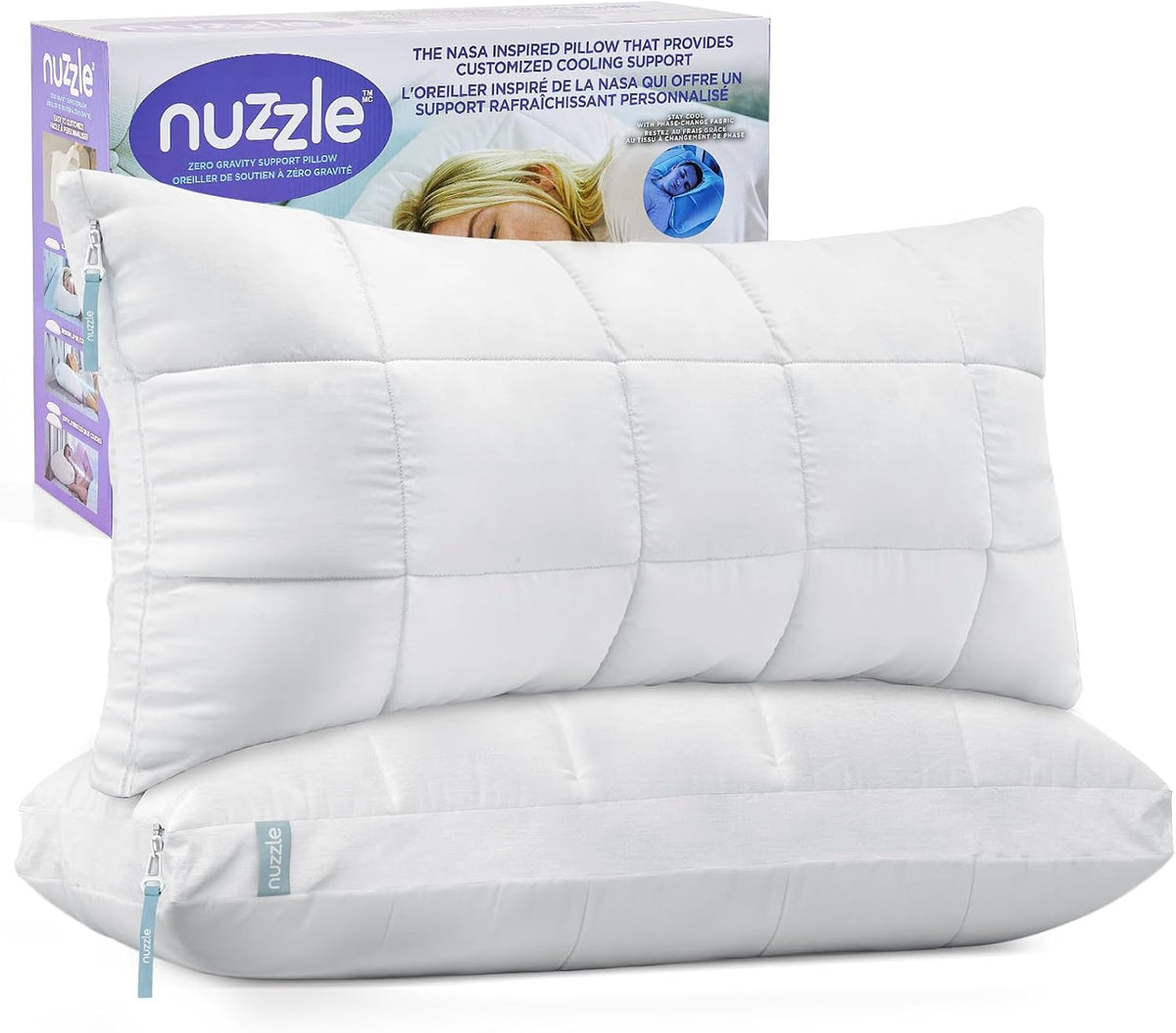 Nuzzle Pillow Adjustable Neck Pillows Queen Size Set of 4,Soft Hotel Feel