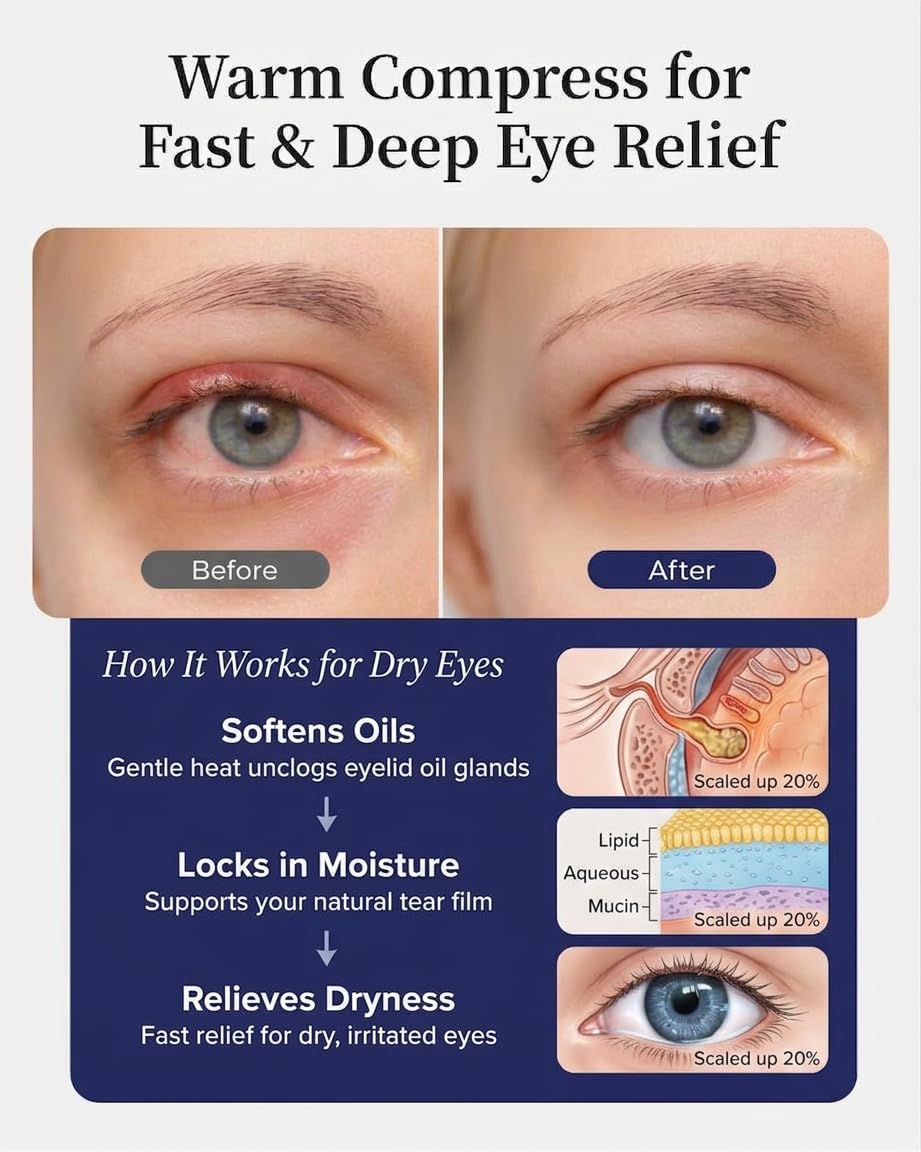 Heated Eye Mask for Dry Eyes, USB Powered Silk Warm Compress for Eyes