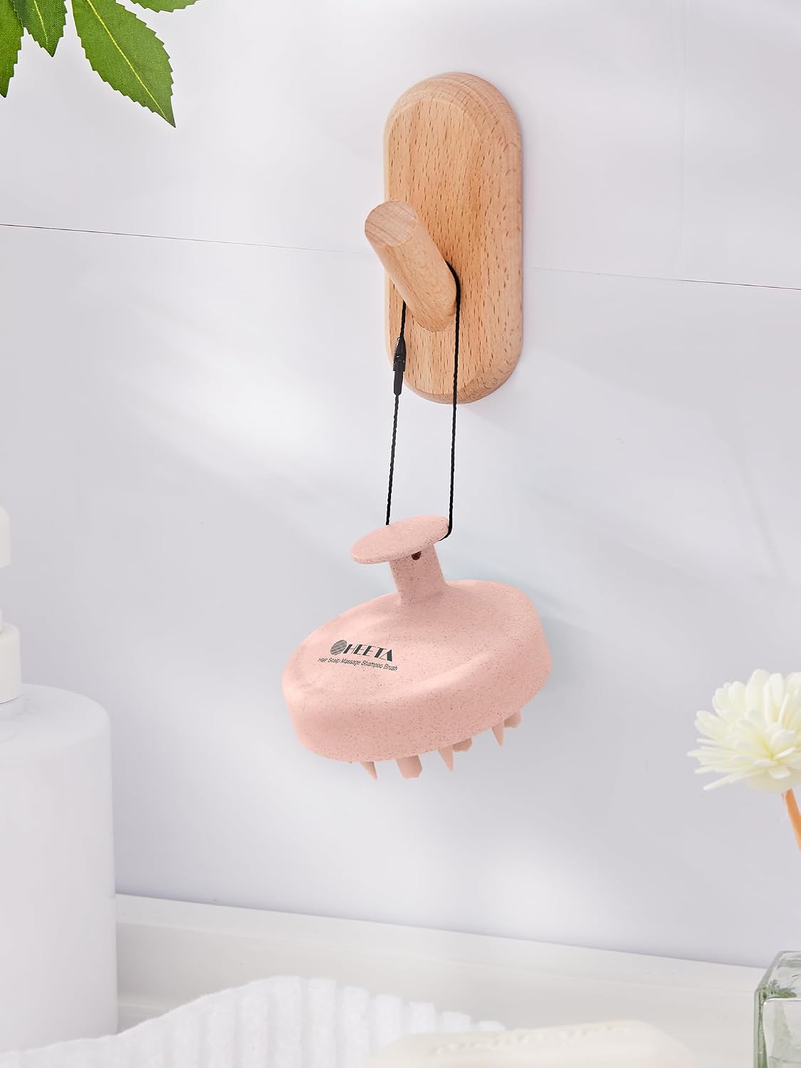 HEETA Hair Scalp Massager for Hair Growth, Shampoo Brush, Scalp Scrubber Exfoliator with Soft Silicone Bristles for Dandruff Removal to Relieve Stress, Wet Dry Use Updated Material, Beige
