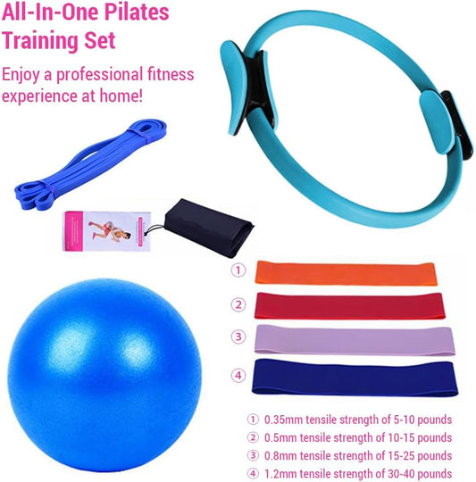 Karlak Pilates Equipment for Home Workouts Pilates Ring and Ball Set Resistance Bands & More Perfect for Home Pilates Equipment
