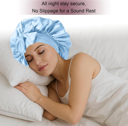 Silk Bonnet for Women, Satin Bonnet for Sleeping, Large Sleep Cap with Elastic Tie Band for Curly Hair