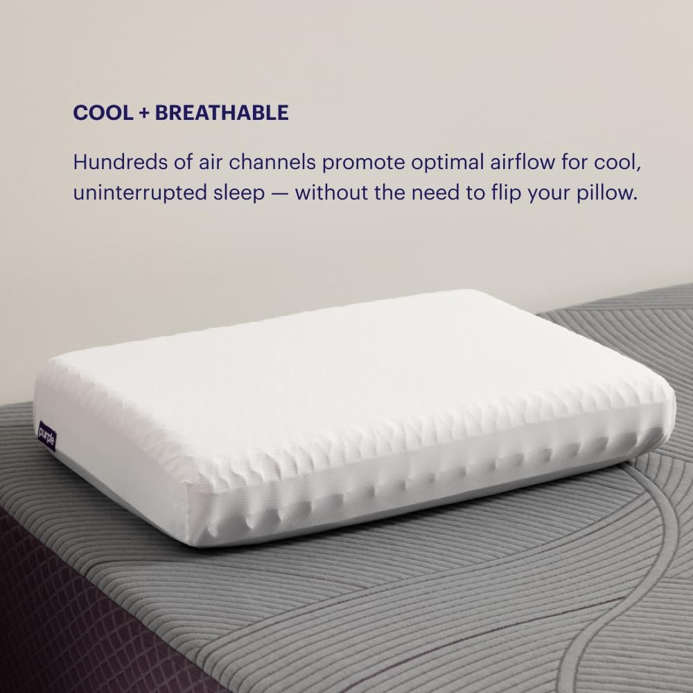 Purple Pillow - GelFlex Grid, Cooling Ergonomic Support for Side, Back, Stomach Sleepers - Adjustable Boosters for Personalized Height, Firm Feeling, Standard Size - Ultra-Durable