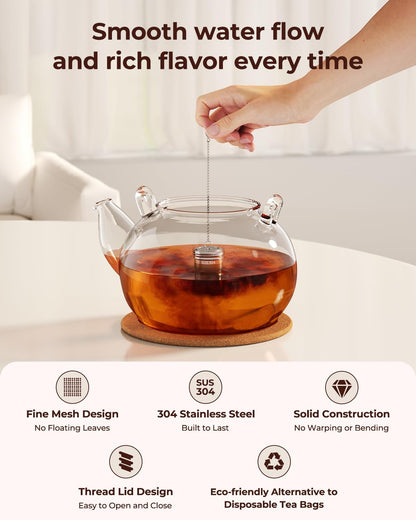 2 Pack Reinmoson Large Tea Infuser for Loose Tea & Spice Infuser for Cooking, 2.1” x 2.9” Extra Fine Mesh Large Tea Strainers, 304 Stainless Steel Loose Leaf Tea Steeper for Black Tea, Rooibos, etc