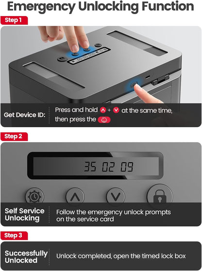 Vaydeer Metal Time Lock Box, Phone Lock Box with Timer for Focus & Wellness
