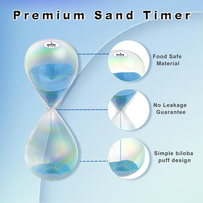 3 Minute Sand Timer,3M Sand Clock with Simple Biloba Puff Design, Reloj De Arena, Large Blue Sand Watch 3 Min Hourglass Sandglass for Home,Desk,Office Decorative (Blue)