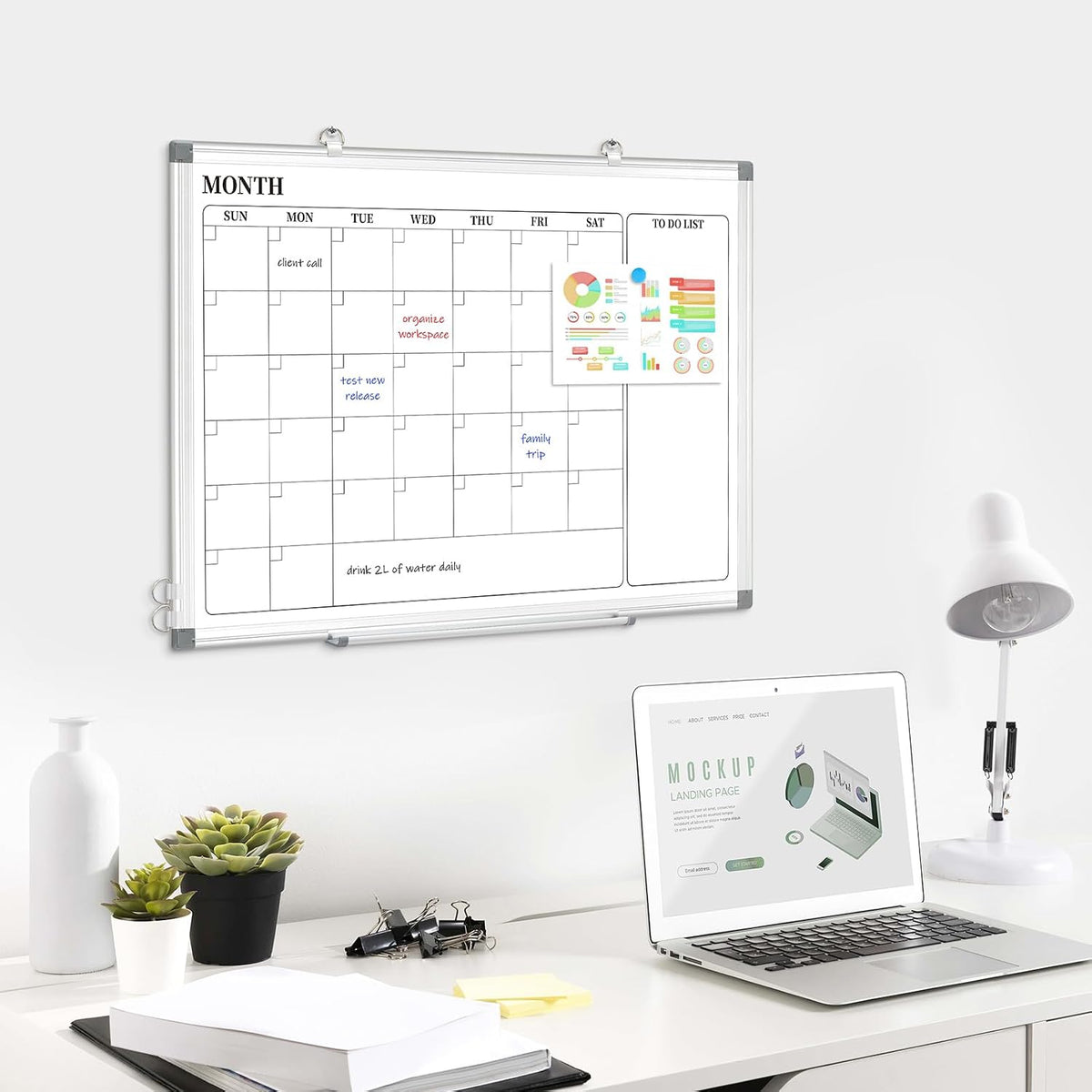 DOLLAR BOSS Dry Erase Whiteboard for Wall, 24x18 in, Magnetic, Double-Sided