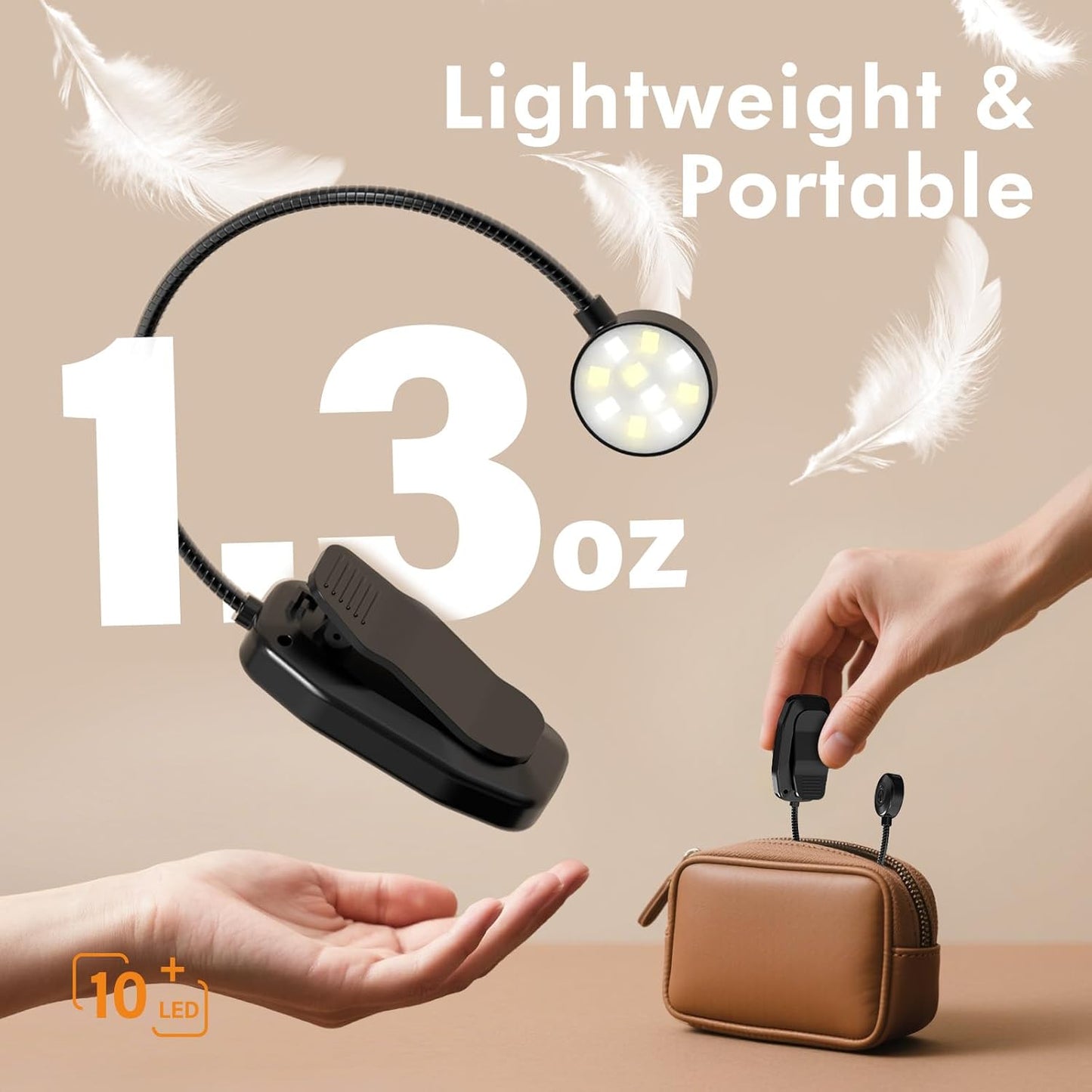 KTEBO 2 Pack Rechargeable Book Light Clip-On Reading Light for Books in Bed | 9 eye-friendly modes from 3 color temperatures and 3 brightness, USB-C up to 30 hrs - Black & Black