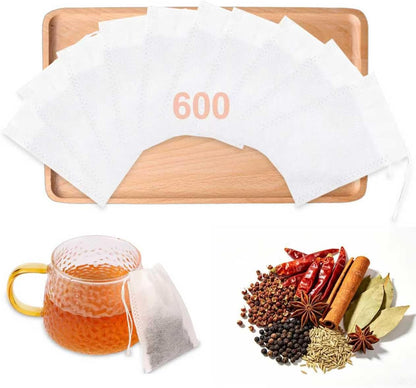 400 PCS Tea Bags for Loose Leaf Tea, 3.54" x 2.75" Tea Bags Empty, Disposable Drawstring Filter Bags of Food Grade Material | for Brewing Coffee, Spices, Cooking & DIY