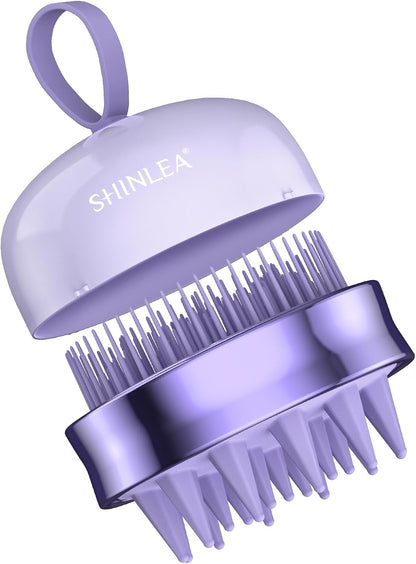 SHINLEA 2 in 1 Scalp Massager Hair Growth,Scalp Scrubber with Soft Silicone Bristles for Dandruff Removal,Shampoo Brush for Exfoliation,Head Massager for Both Wet and Dry Use (Black)