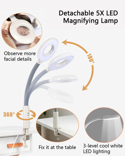 Artist hand Professional Facial Steamer with 5X LED Magnifying Lamp 3 in 1