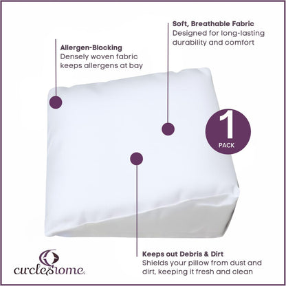 CirclesHome Pillow Protectors 4 Pack Standard Zippered - 100% Cotton Breathable Pillowcases - Protects Pillows from Dirt, Dust and Debri (Standard - Set of 4 - 20x26)