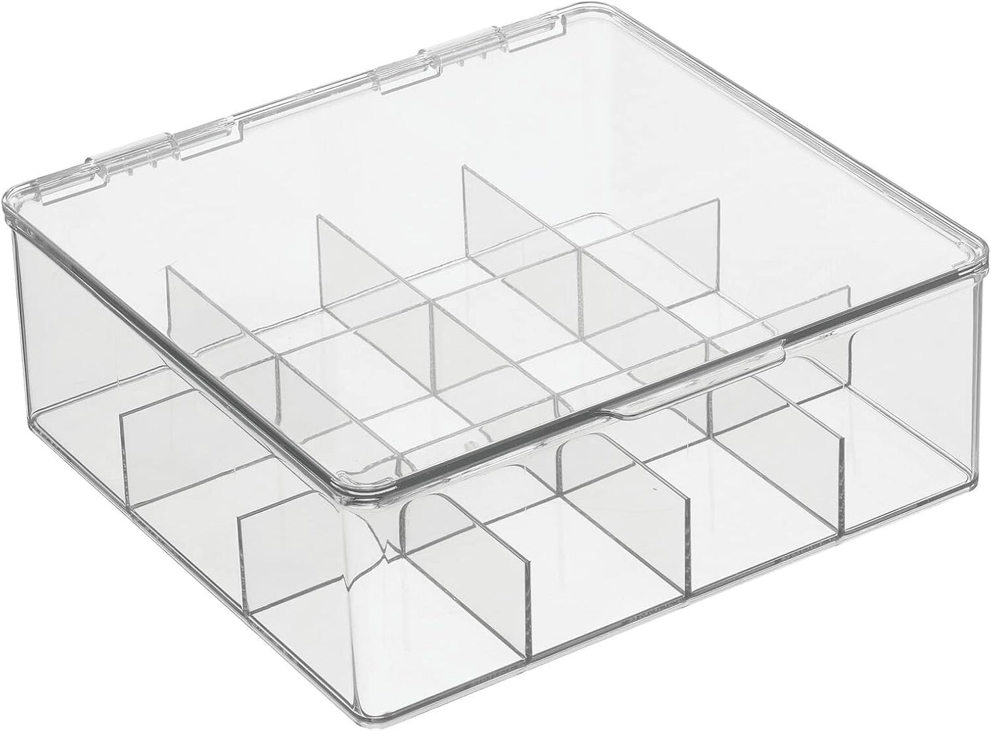 mDesign Tea Bag Single Serve Pouch Divided Box Holder Organizer, Clear