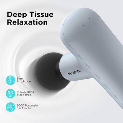 NEPQ Mini Massage Gun, Powerful Fascial Gun Portable Deep Tissue Percussion Muscle Back Head Massager for Pain Relief with 4 Massage Heads High-Intensity Vibration Rechargeable Small Massage Gun