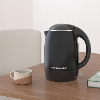 Elite Gourmet 1L Glass Electric Water Kettle, BPA-Free, Fast Boil, Auto Shut-Off, Boil-dry Protection, 360° Swivel Base with Cordless Serving, Clear-view Water Level Markings, Mint