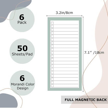 BIPEND 6 Pack Magnetic Notepads for Refrigerator, Grocery List Magnet Pad for Fridge, 50 Sheets per Note Pads To-Do List, Shopping List(300Sheets)
