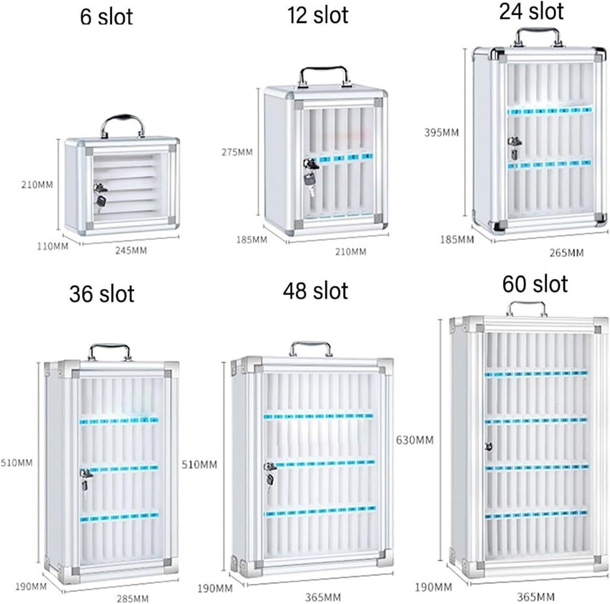 Portable Phone Charging Station with Slots for Classroom & Factory Use-Ideal for Schools,Nizes & Stores Mobile Devices Efficiently,Silver-6A
