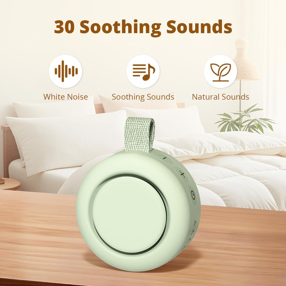 Portable White Noise Sounds Machine Car Seat Stroller Baby Shushing Soother 30 Soothing Sounds for Baby Kids Adults Pets 4 Timers Memory Function Brown Pink Noise Sleep Machine for Home Travel Office
