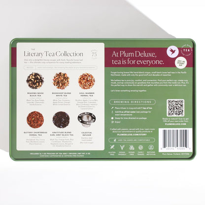 Loose Leaf Tea Sampler – 5 Caffeinated Blends Including Creme Brulee Earl Grey, Peach Oolong, Citrus Mint, Pecan and Floral Black – 75 to 100 Cups – Handcrafted in USA – Plum Deluxe