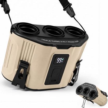 Portable Personal Fan: 3-Motor Hands-Free Waist Fan with 12,000mAh Battery