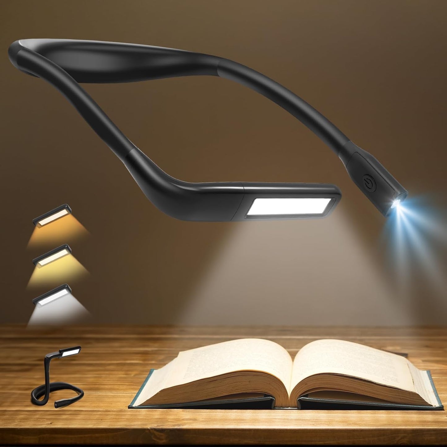 Reading Light, Rechargeable Neck Light, Stepless Dimming Book Light