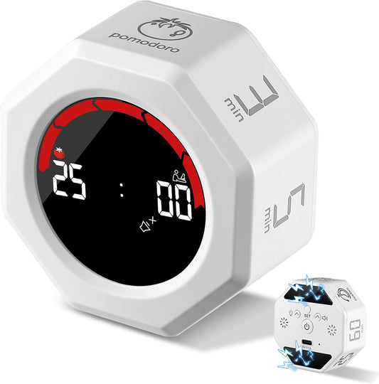 Rechargeable Pomodoro Timer, Magnetic Kitchen Timer for Cooking