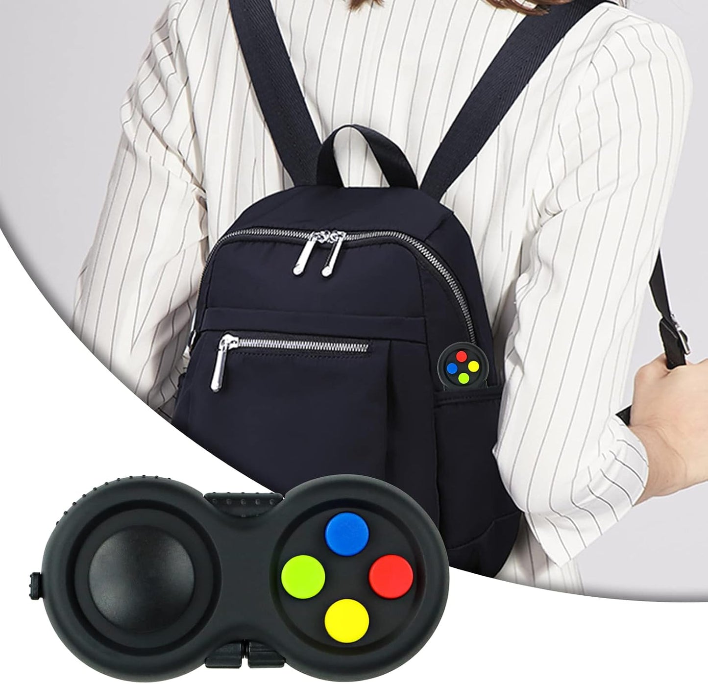 Original Fidget Toy Game, Rubberized Classical Controller Fidget Concentration Toy with 8-Fidget Functions and Lanyard - Excellent for Relieving Stress and Anxiety