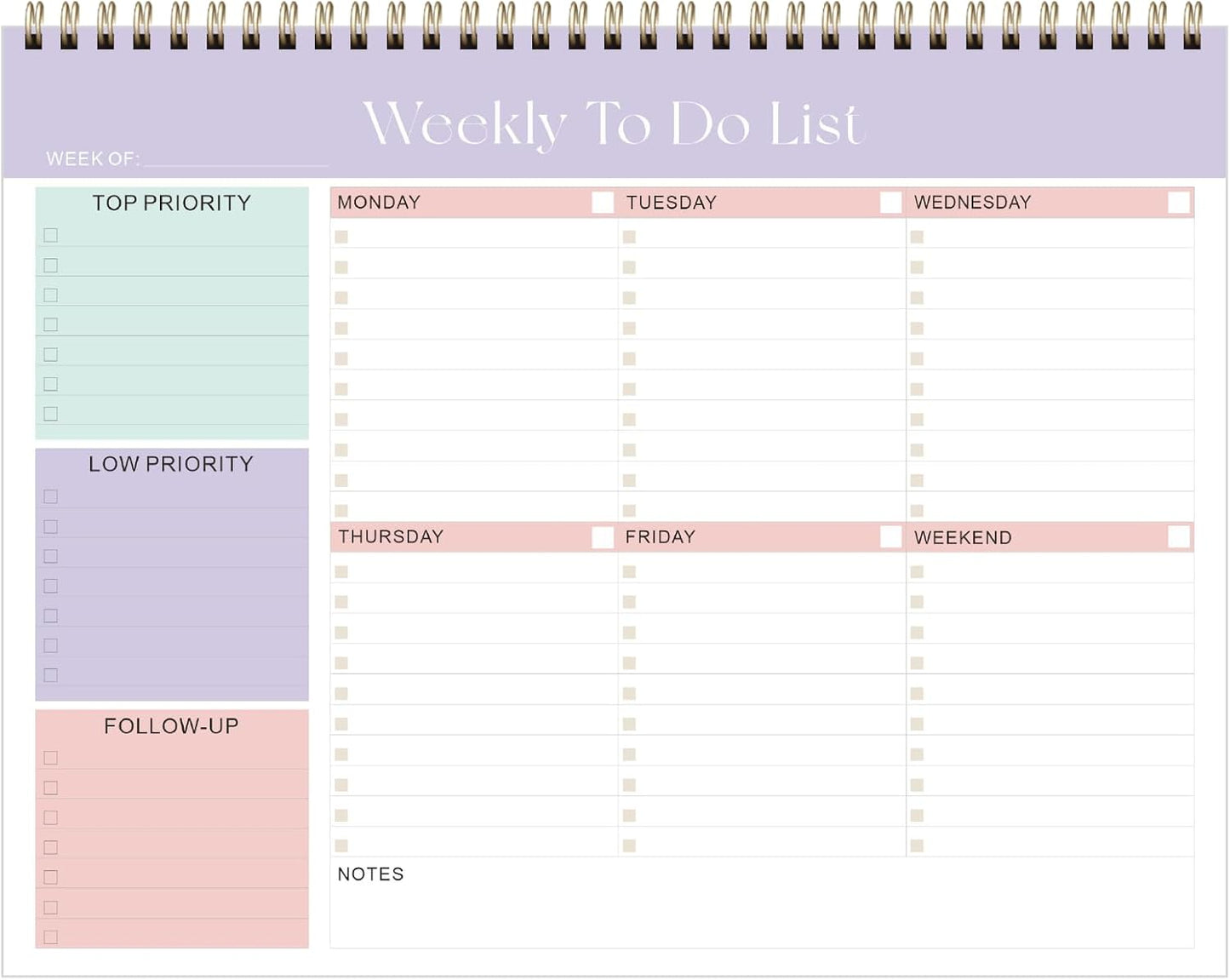 Weekly To Do List Notepad, Undated Planner with 52 Sheets (8.5''x11'') | Desk Accessories and Supplies, Women & Man, Home School & Work