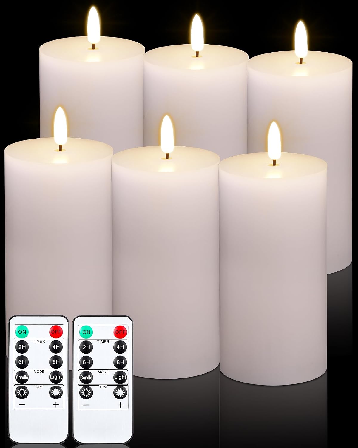 VIHOSE 12 Pack White Flameless Candles Set with Remote and Timer Flickering Flameless Battery Candles Flat Top LED Pillar for Wedding Outdoor Home Festival Decoration(D 3'' H 4'' 5'' 6'')