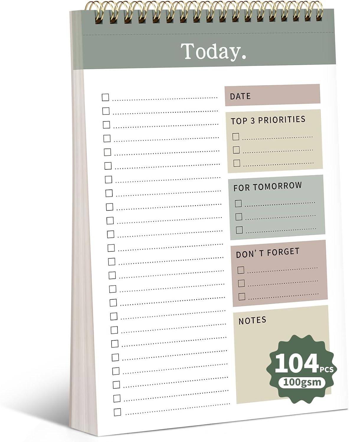 104 Pgs Weekly To Do List Notepad, 52 Duplex-Printed Undated Sheets 100 GSM（8.5"×11") Weekly Desk Planner For Work Home School Office Desk Accessories Supplies & Goal Setting Tasks - Green