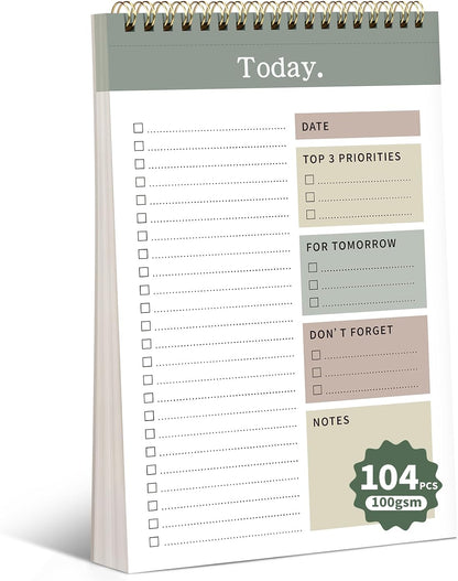 104 Pgs Weekly To Do List Notepad, 52 Duplex-Printed Undated Sheets 100 GSM（8.5"×11") Weekly Desk Planner For Work Home School Office Desk Accessories Supplies & Goal Setting Tasks - Green