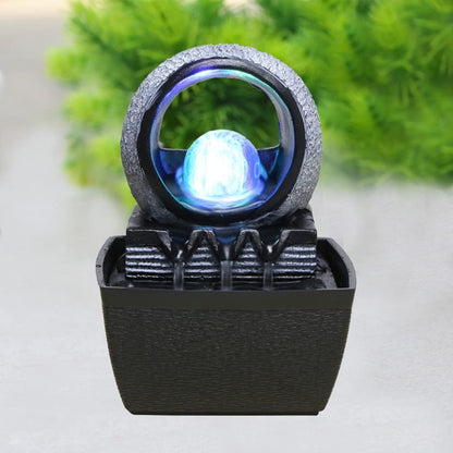 Indoor Tabletop Fountain, Mini Waterfall Fountains with Rolling Ball & LED Light, Fountain Fengshui Indoor Decoration with Silent Pump, for Zen Meditation, Fortune, for Home & Office
